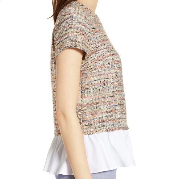 Halogen Poplin Ruffle Tweed Top - Picture 3 of 6